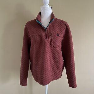 Eddie Bauer Men quilted brown cotton 1/4 zip pullover, Medium